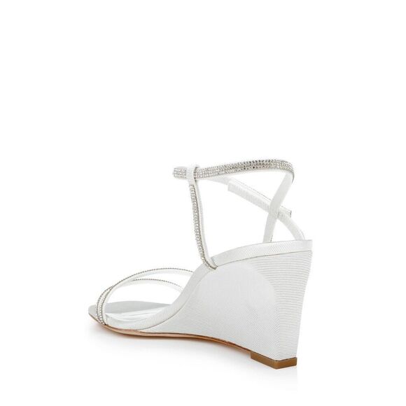 Badgley Mischka Unity Sandals Women's US 7.5 White Rhinestone Wedge Heel ZPO2426 - Picture 3 of 12